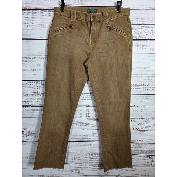 Lauren Ralph Lauren Jeans Women's 8P Petite Straight Leg Pants Brown - Picture 1 of 6